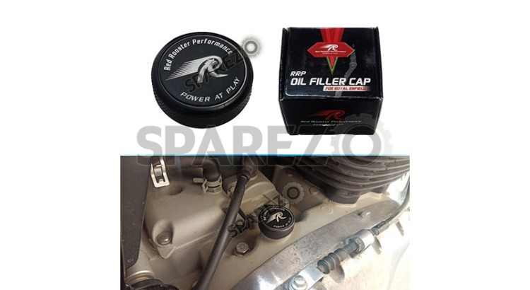 Royal Enfield GT and Interceptor 650cc Aluminium Machined Oil Filler Cap Black - SPAREZO